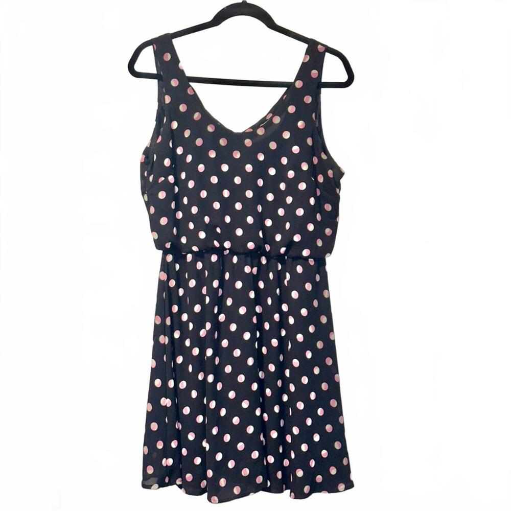 Lush Black and Pink Polka Dot Mini Dress